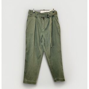 A New Day Women's Olive Green High-Rise Tapered D-Ring Belted Ankle Pants